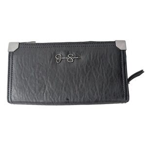Jessica Simpson Frankie Wallet Black‎ Coin Zipper Card Holder Multi Section